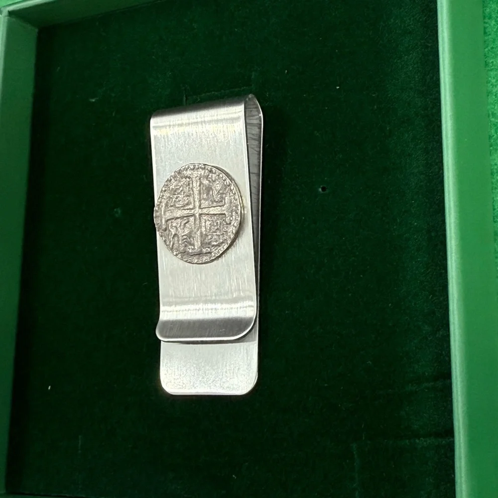Atocha silver coin money clip in stainless steel